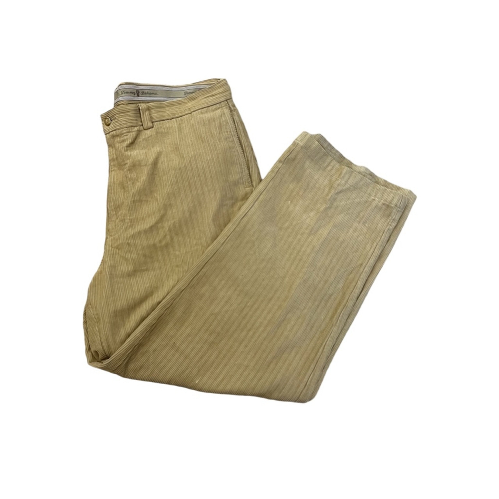 MENS TOMMY BAHAMA Silk Blend Corded Straight Leg Tan Pant 38
